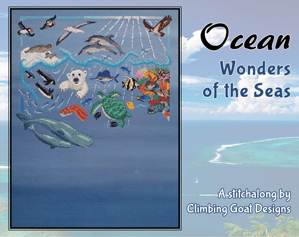 Ocean: Wonders of the Seas. A cross stitch stitchalong by Climbing Goat Designs.