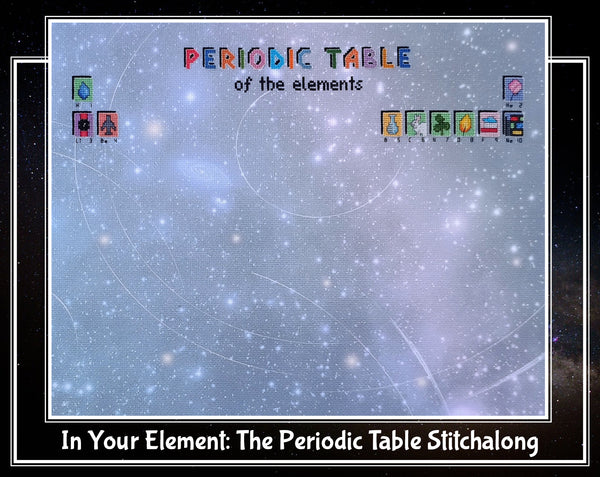 In Your Element: The Periodic Table cross stitch pattern Stitchalong by Climbing Goat Designs