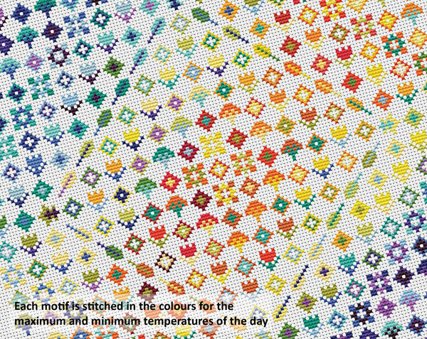 Rainbow Temperature Garden cross stitch pattern - maximum and minimum temperatures version
