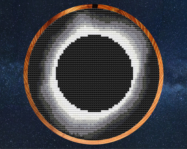 Cross stitch pattern of a total solar eclipse