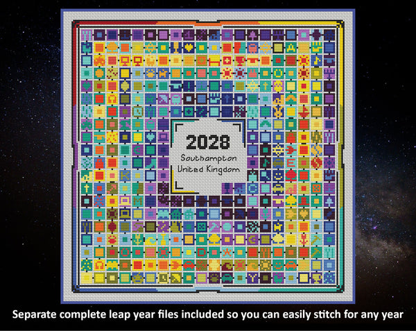 Stitch Your Year in Temperatures cross stitch pattern by Climbing Goat Designs. Separate complete leap year files included so you can easily stitch for any year.