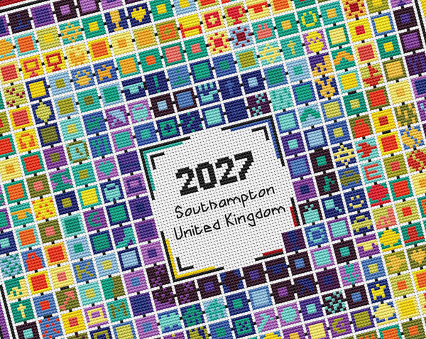Stitch Your Year in Temperatures cross stitch pattern by Climbing Goat Designs. Close up of design.