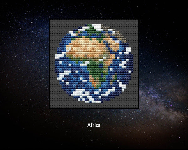 Views of our Planet Earth cross stitch patterns. Pattern showing Africa.