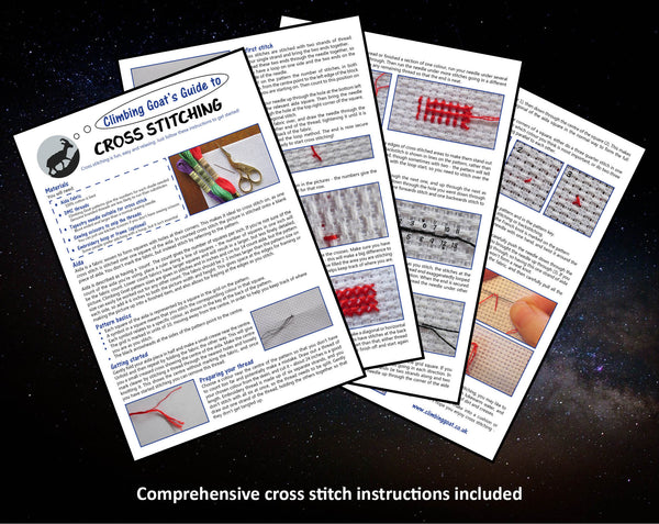 Comprehensive cross stitch instructions included.