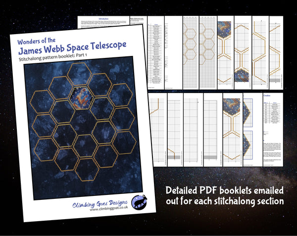 Detailed PDF booklets emailed out for each stitchalong section.