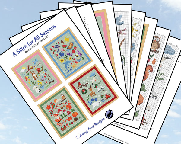 A Stitch for all Seasons - Matching set of four cross stitch patterns in complete booklets - pages of PDF booklet