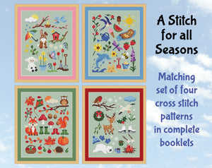 A Stitch for all Seasons - Matching set of four cross stitch patterns in complete booklets