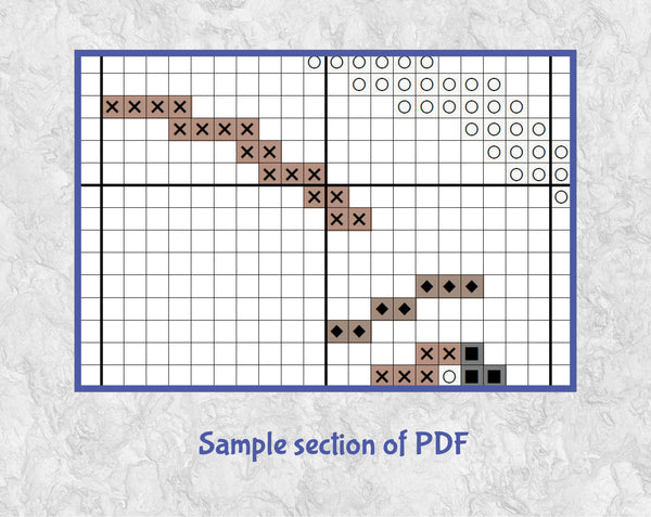 American Bulldog Heart cross stitch pattern. Section of PDF.