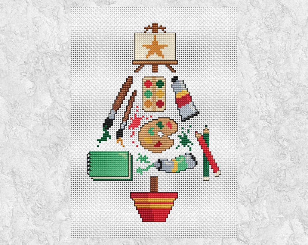 Artists' Christmas Tree cross stitch pattern – Climbing Goat Designs