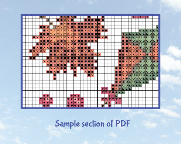 Autumn Bounty cross stitch pattern - sample section of PDF