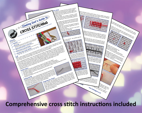 Comprehensive cross stitch instructions included.