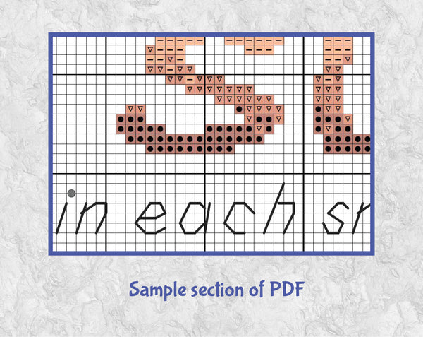Cat poem cross stitch pattern - sample section of PDF