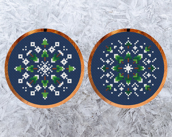 Christmas Tree Snowflakes cross stitch patterns. Snowflakes 5 and 6.