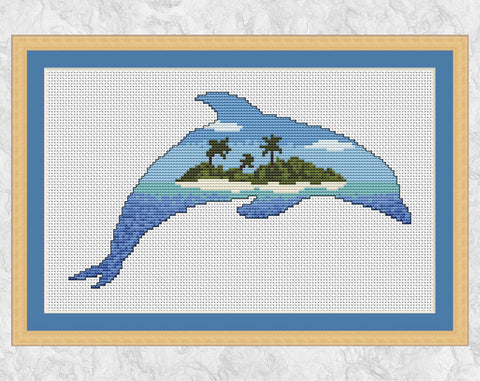 Desert Island Dolphin cross stitch pattern - Animals at Home Collection