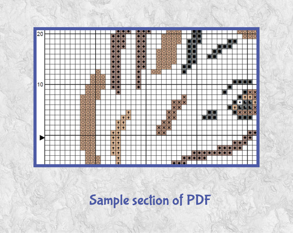 German Shepherd Dog Sketched Heart cross stitch pattern. Sample section of PDF.