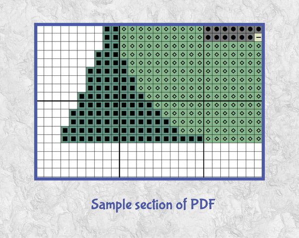Guitar Christmas Tree cross stitch pattern. Sample section of PDF.