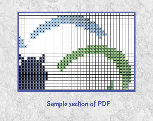 Horse Riding Heart cross stitch pattern - section of PDF