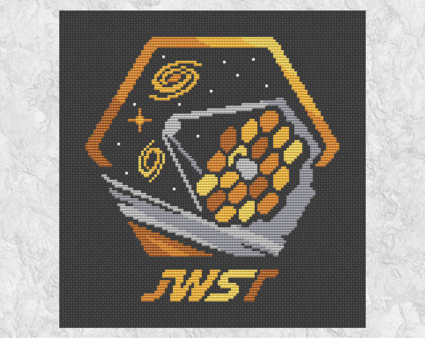 James Webb Space Telescope - astronomy cross stitch pattern - shown without frame
