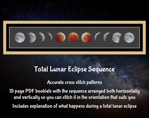 Total Lunar Eclipse Sequence cross stitch pattern - horizontal layout