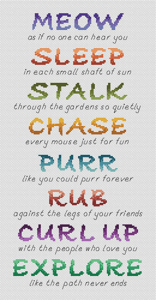 Cat Poem cross stitch pattern
