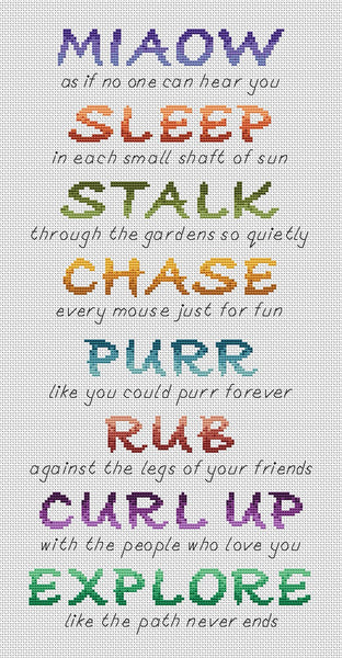 Cat Poem cross stitch pattern