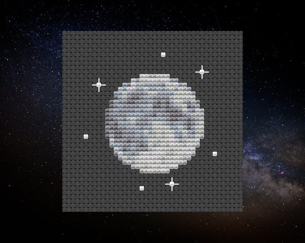 Mini Full Moon cross stitch pattern - shown without frame