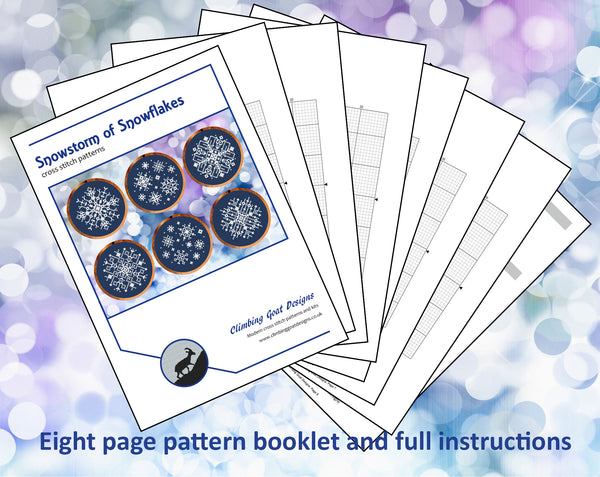 Snowflakes cross stitch patterns (Set 3: 4-inch hoops) - pages of pattern booklet