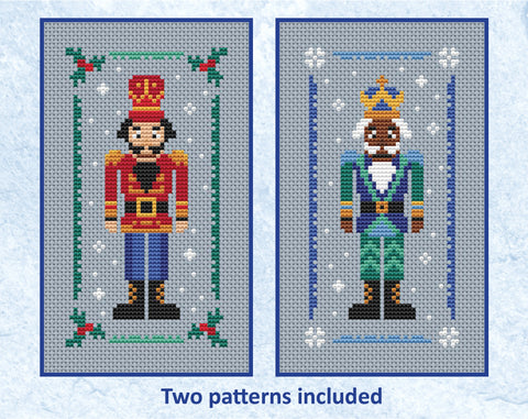 Nutcracker soldiers cross stitch patterns: Two mini nutcracker soldier designs.