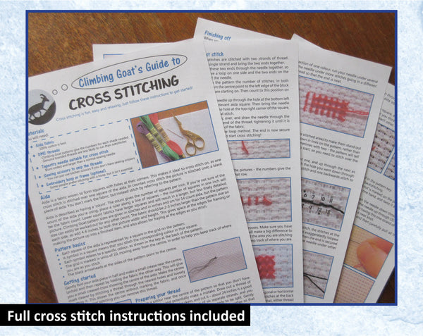 Full cross stitch instructions included