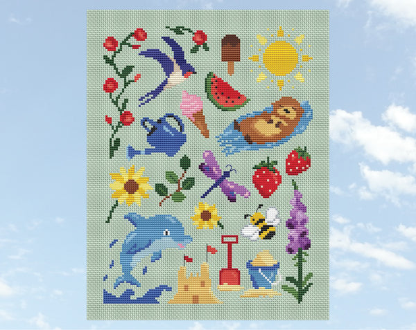 Radiant Summer cross stitch pattern - shown without frame