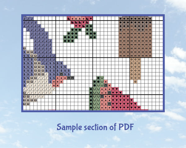 Radiant Summer cross stitch pattern - section of PDF