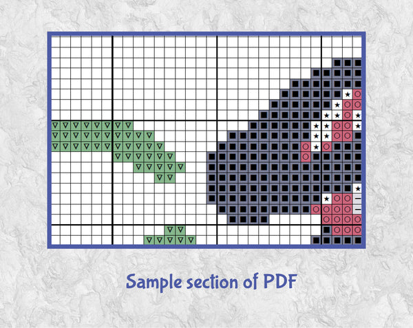 Rugby Heart cross stitch pattern - section of PDF