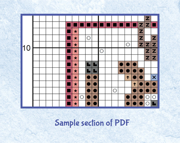 Set of Reindeer cross stitch pattern. Fun mini designs of Christmas cartoon reindeers. Section of PDF.