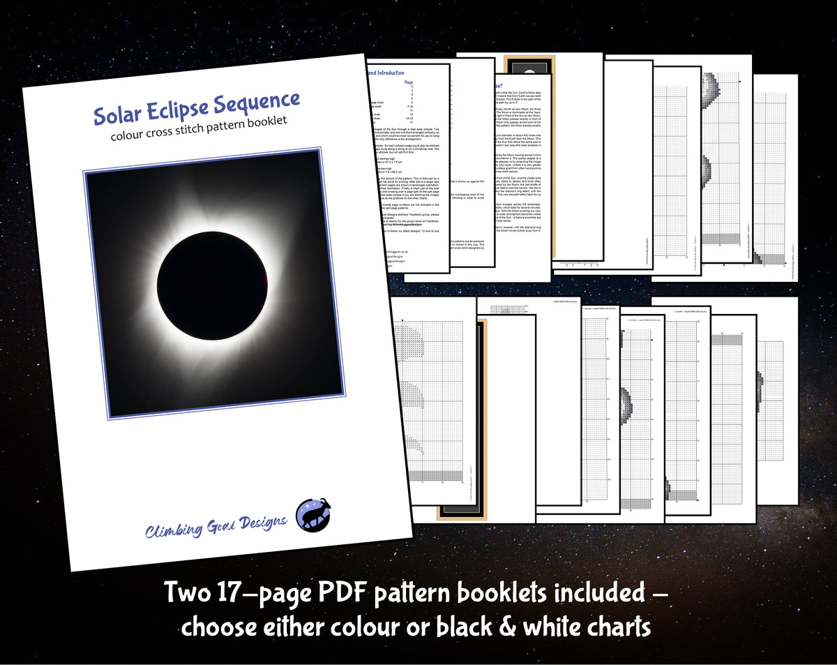 Solar Eclipse Sequence - Astronomy cross stitch pattern – Climbing Goat ...