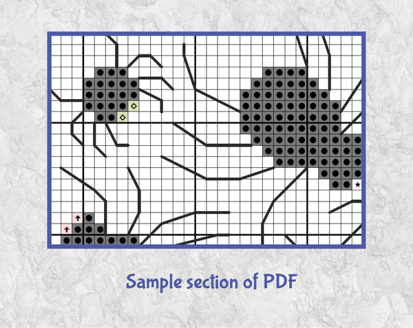 Spide Heart cross stitch pattern. Sample section of PDF.