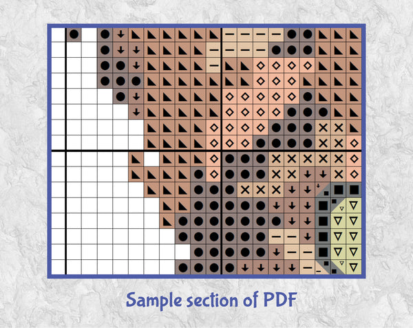Splattered Paint Cat cross stitch pattern. Section of PDF.