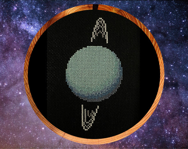 Wonders of the Solar System stitchalong cross stitch pattern - the planet Uranus