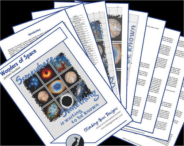Wonders of Space cross stitch stitchalong - pages of Option 1 colour pattern booklet.