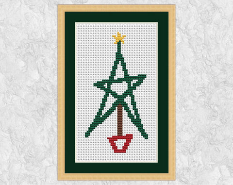 Christmas Tree Star cross stitch pattern - with frame