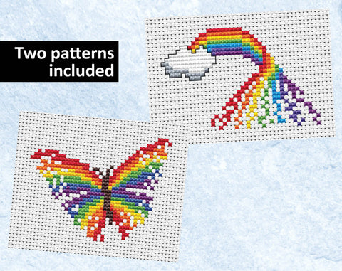Rainbow and Rainbow Butterfly mini cross stitch patterns