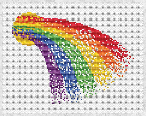 Magical Rainbow Heart cross stitch pattern - without frame