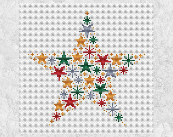 Christmas Star of Stars cross stitch pattern without frame
