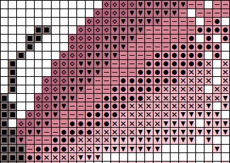 Pink Butterfly cross stitch pattern - section of PDF