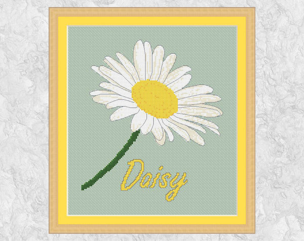 Daisy cross stitch pattern with frame