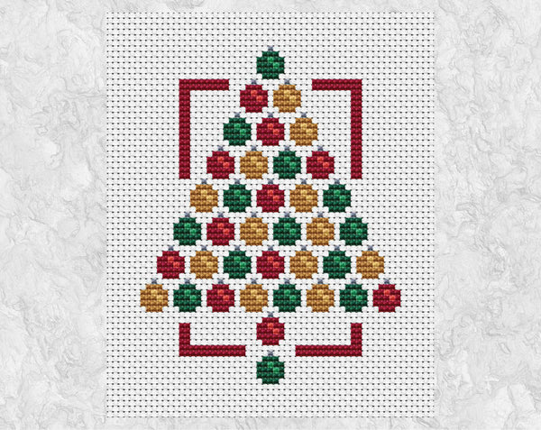 Baubles Christmas Tree Christmas card cross stitch pattern