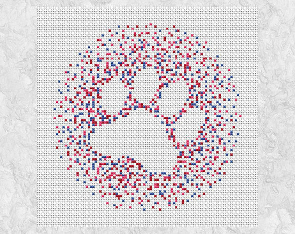 Confetti Paw Print cross stitch pattern - without frame