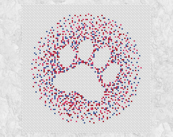 Confetti Paw Print cross stitch pattern - without frame