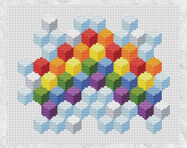 Geometric Rainbow cross stitch pattern - without frame