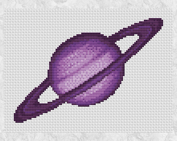 Pop Art Saturn - Space cross stitch pattern - without frame