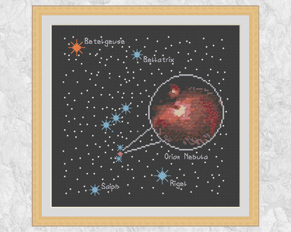 Orion and Orion Nebula - Astronomy cross stitch pattern